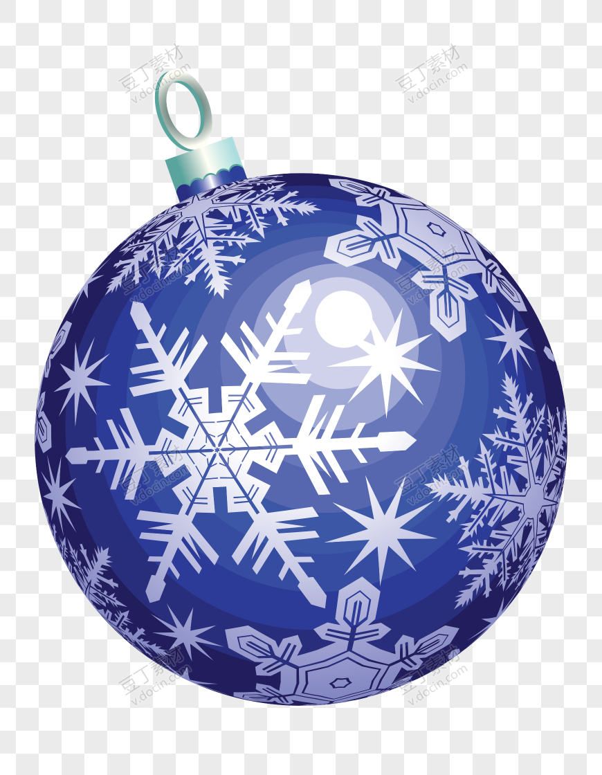印着雪花的蓝色圣诞球