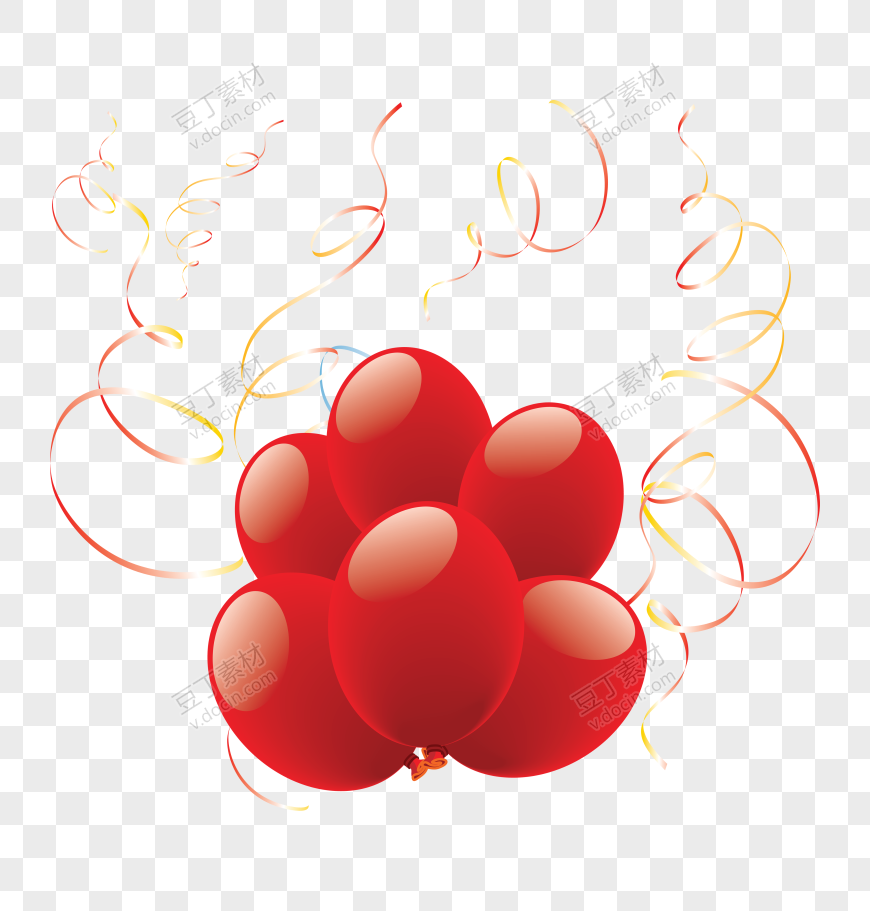 飘在空中带彩带的红气球