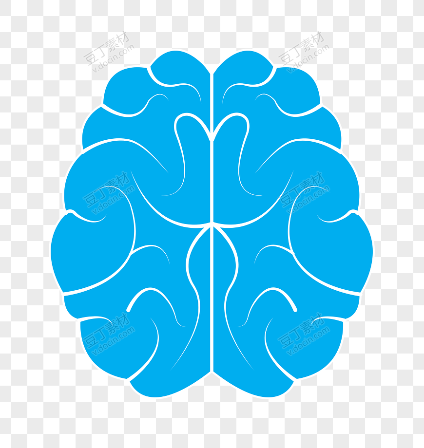 蓝色手绘人脑