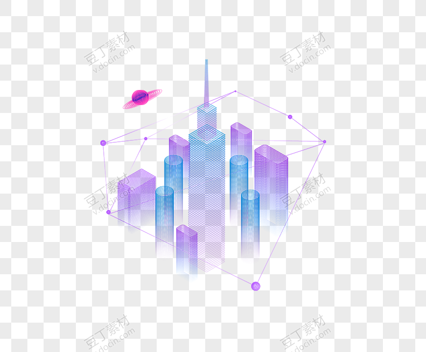 紫色科技城市建筑