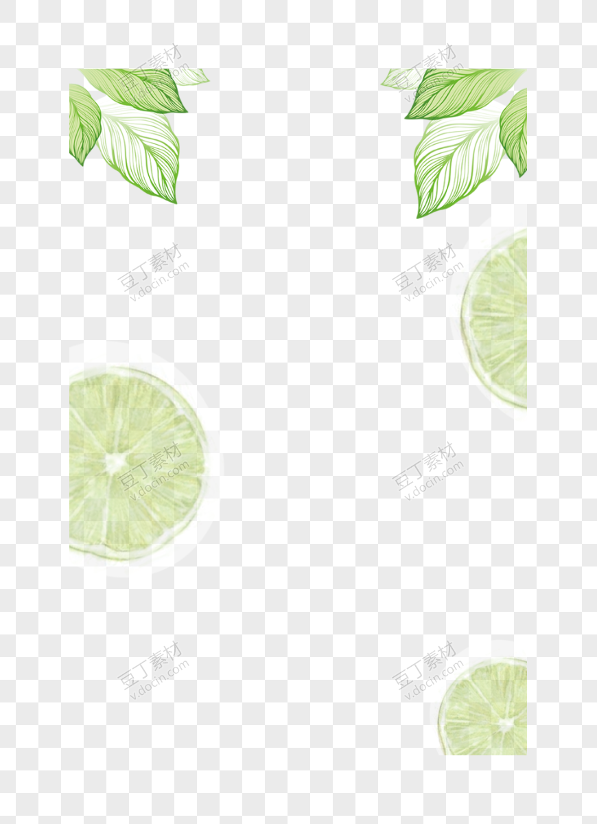 绿色叶子柠檬边框