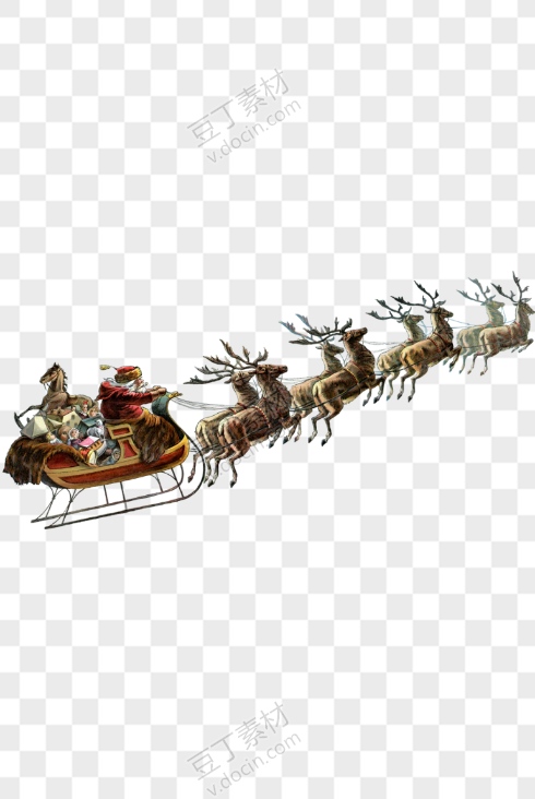 驾驶麋鹿雪橇车派送礼物的圣诞老人