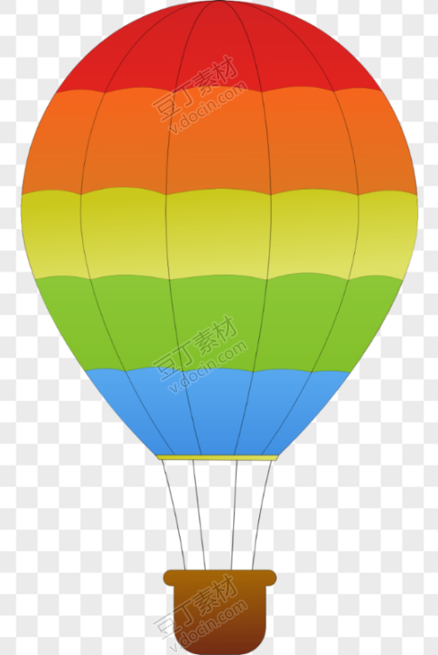 卡通彩色横条纹热气球