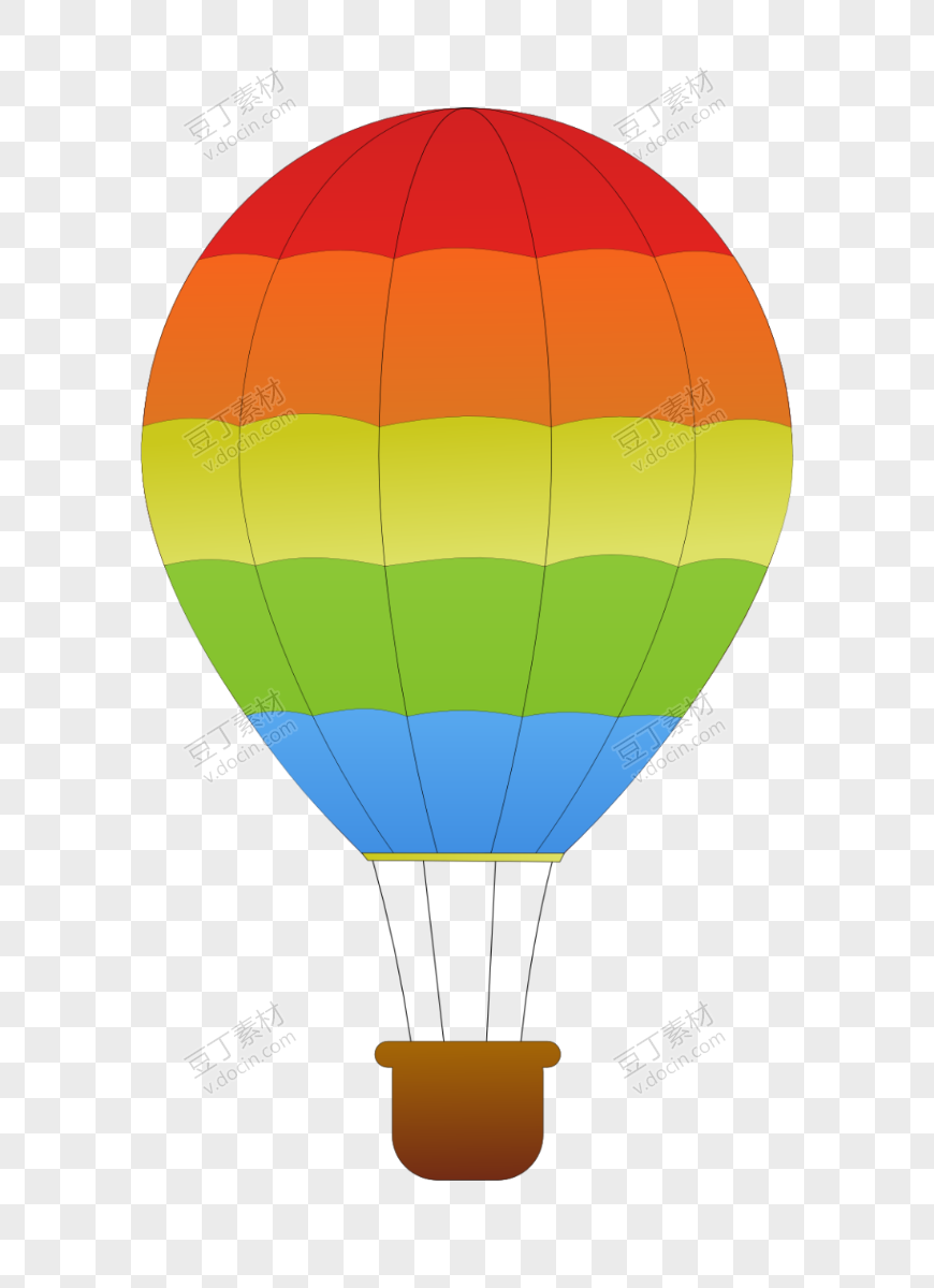 卡通彩色横条纹热气球