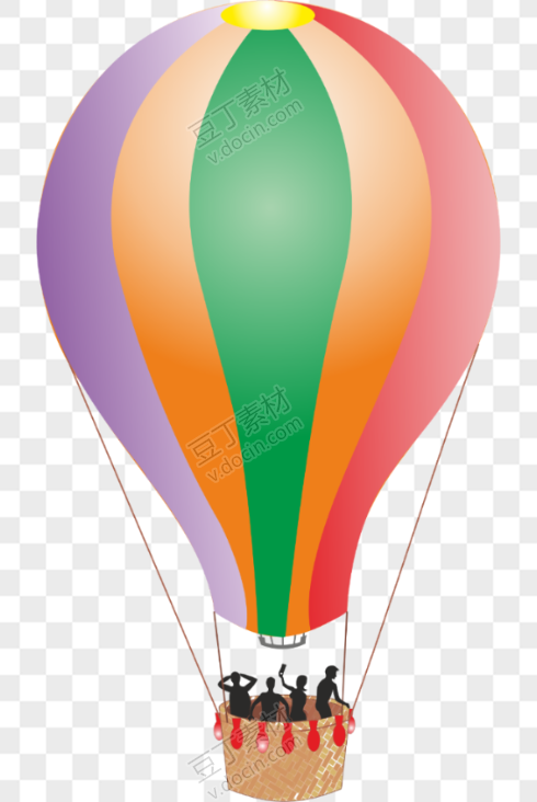 卡通彩色载人热气球