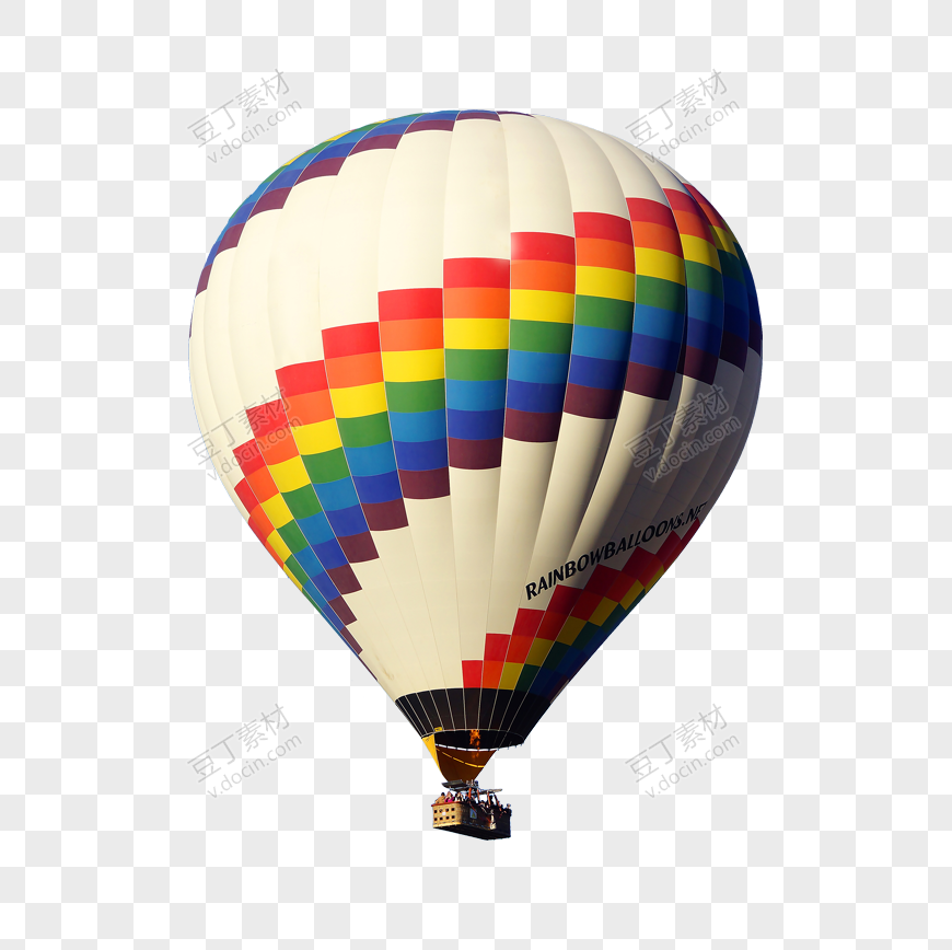 白底彩色热气球