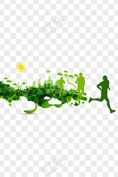 健康运动绿色跑酷元素图