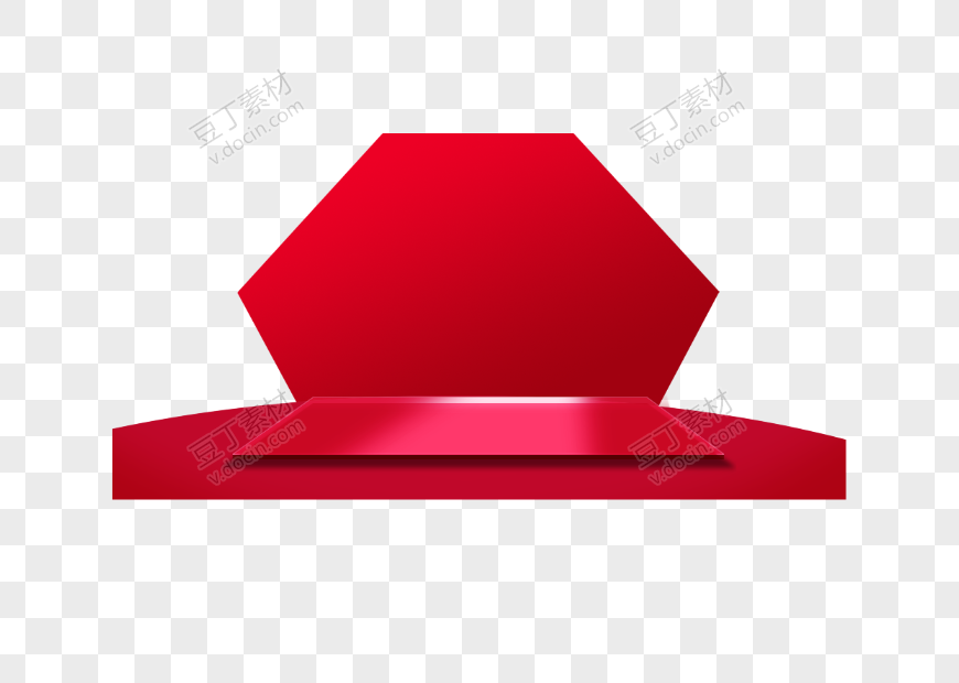 红色六边形海报展台