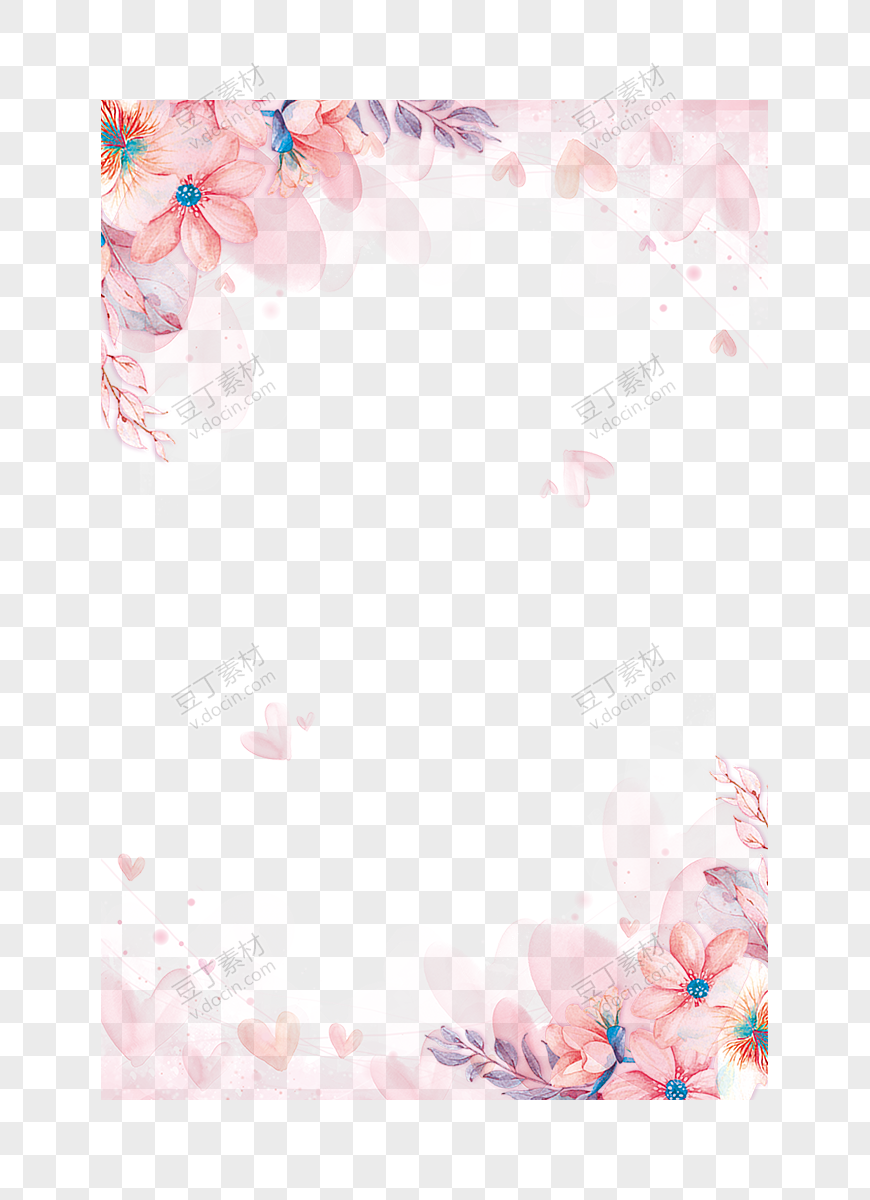 粉红花朵花瓣边框