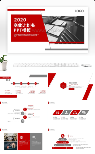 红色主题商务风商业计划书PPT模板