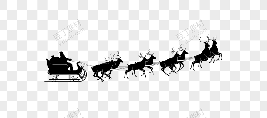 圣诞老人驾驶麋鹿雪橇剪影