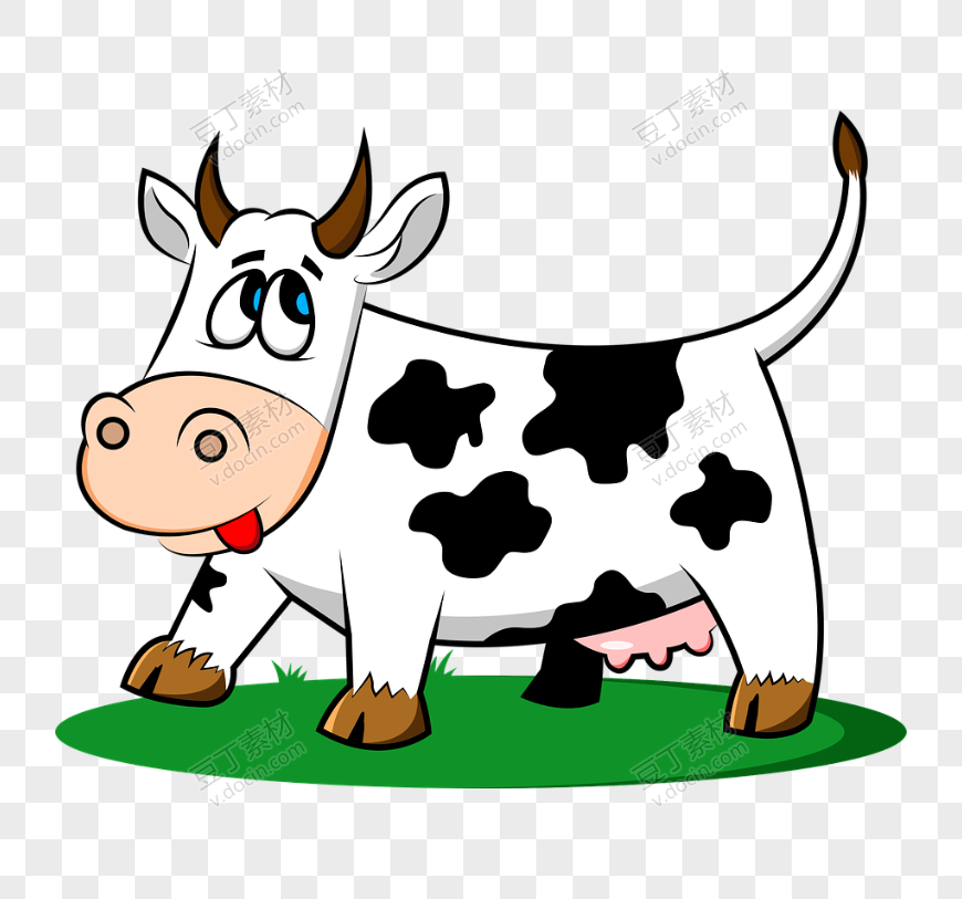 手绘可爱的奶牛插画