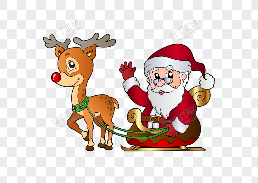 可爱的麋鹿和圣诞老人