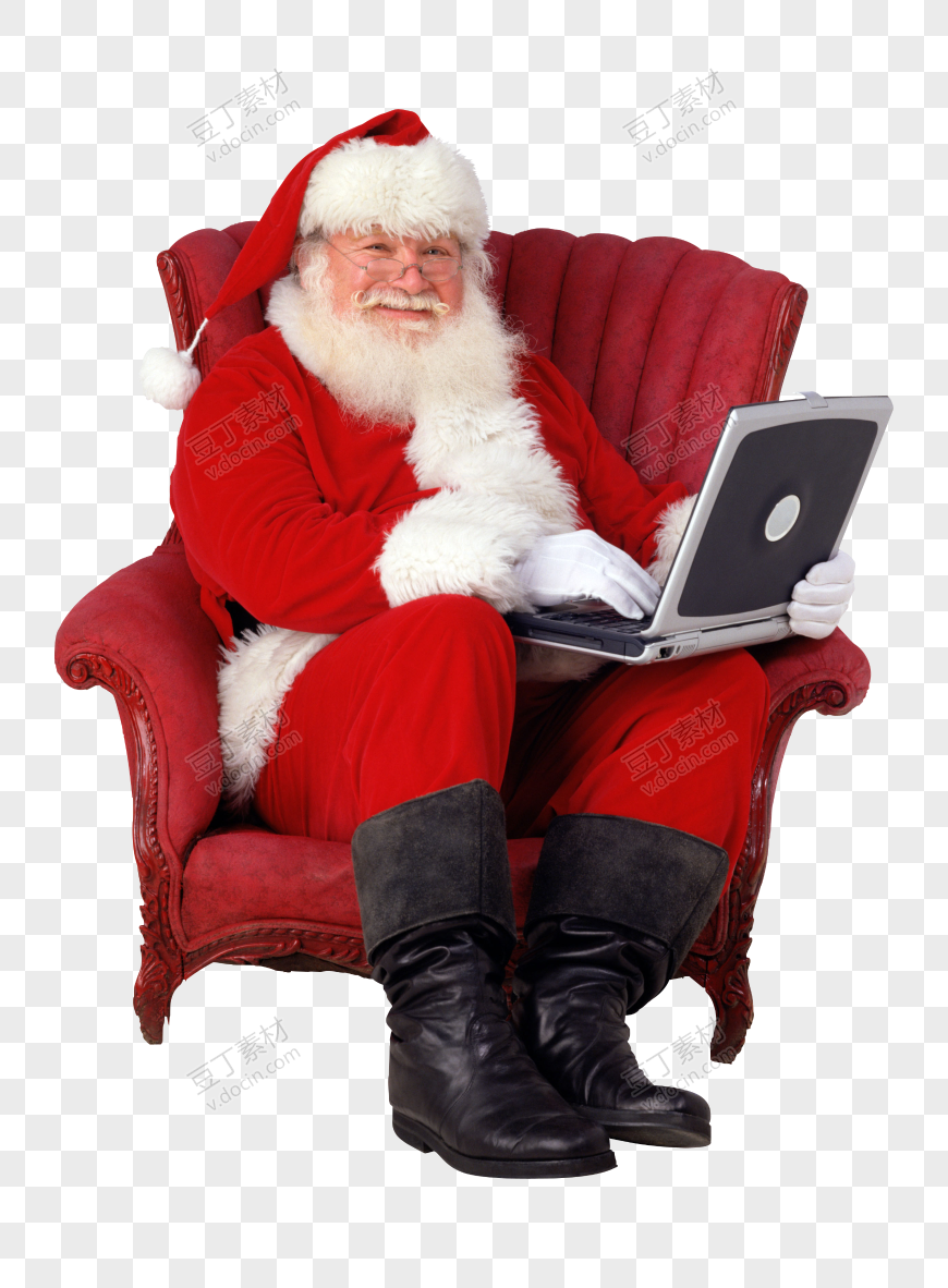 坐在沙发上的圣诞老人