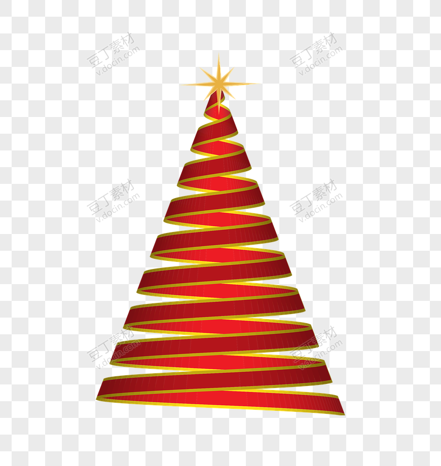红色绸带圣诞树