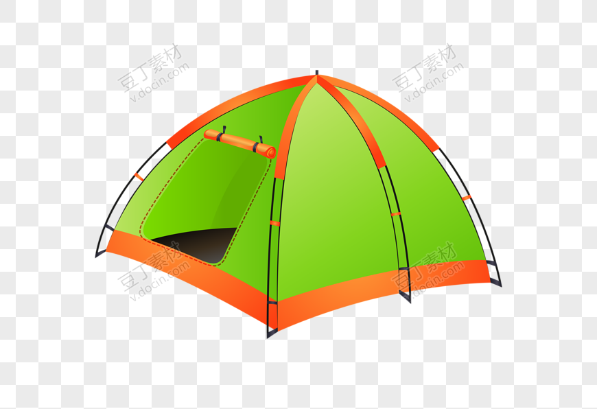 卡通绿色营地帐篷