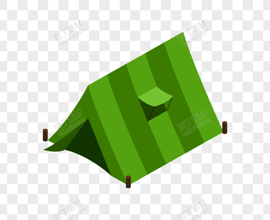 卡通绿色条纹三角帐篷