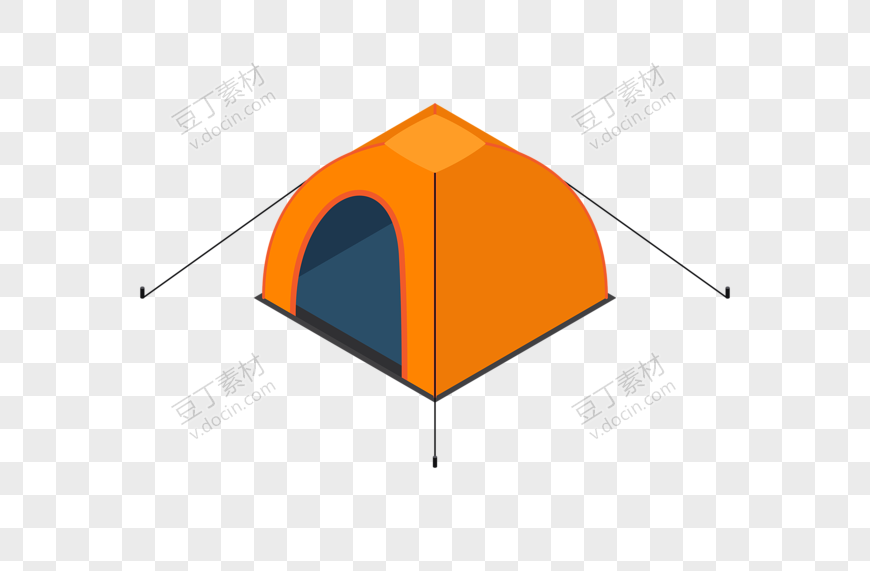 卡通橙色帐篷