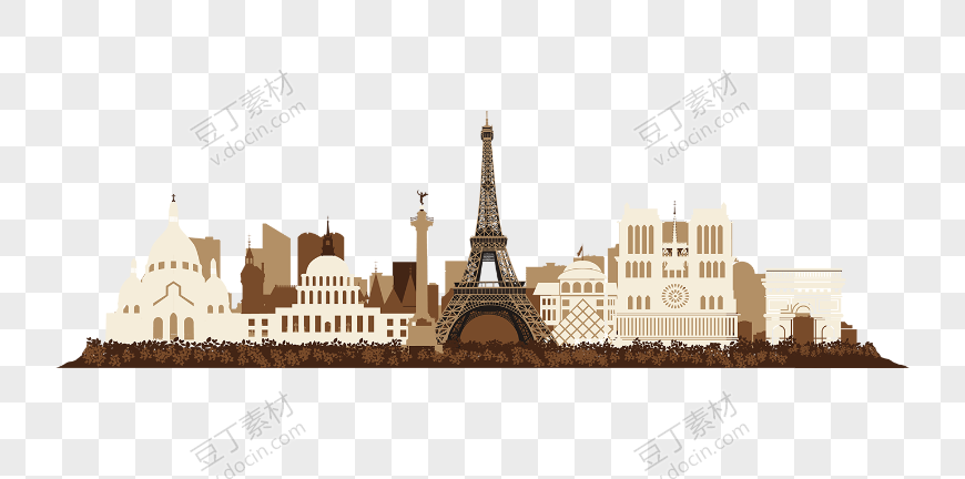 巴黎咖色建筑绘图