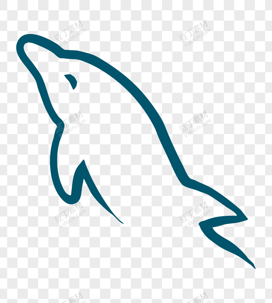 蓝色线条海豚简笔画