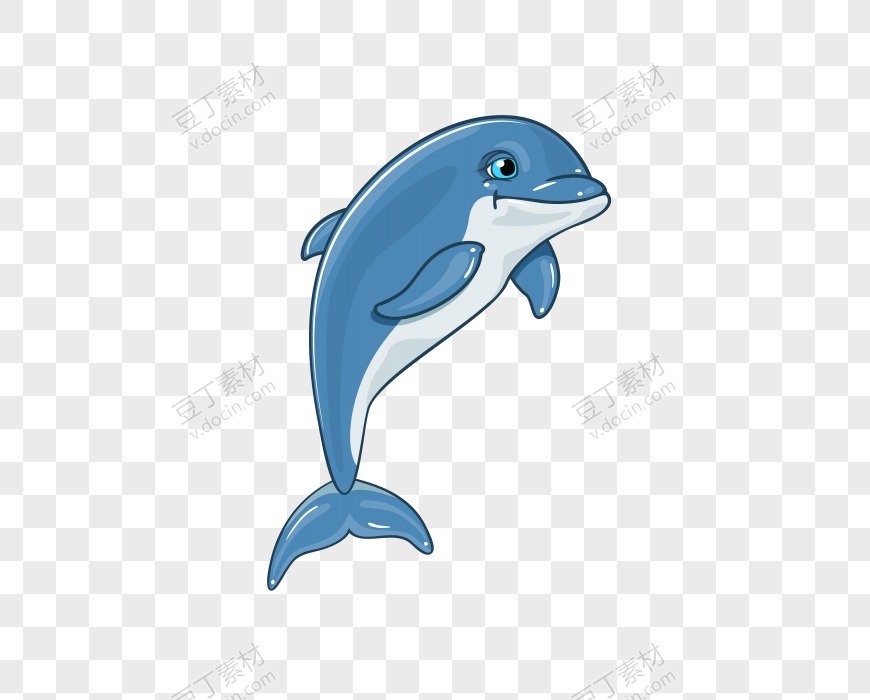 蓝色卡通跳跃海豚