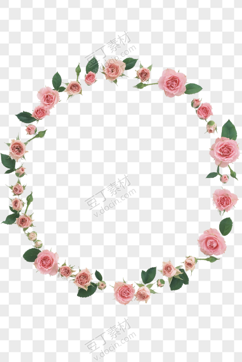 粉色玫瑰花圆形花环