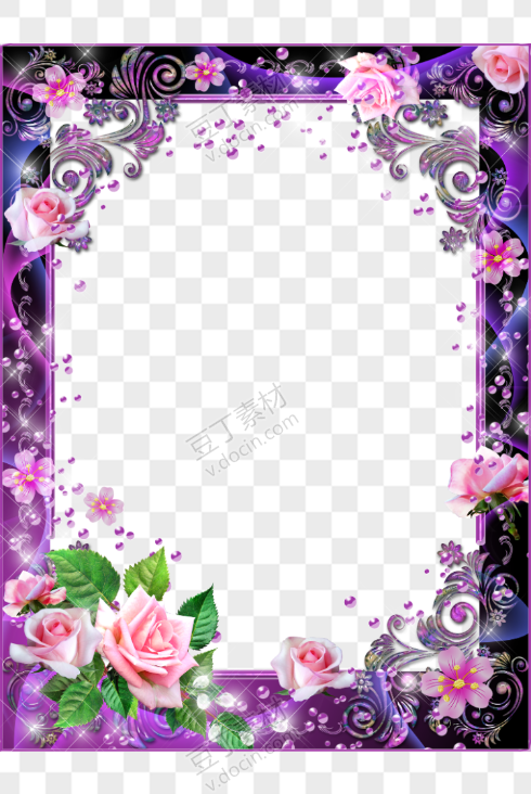 唯美紫色装饰花框