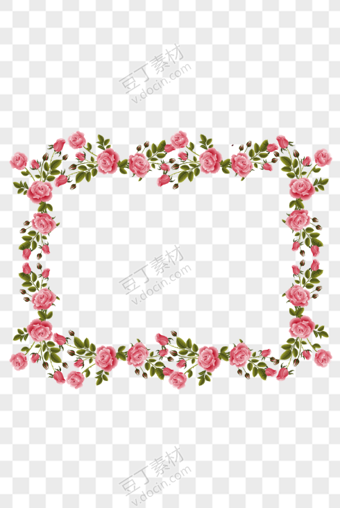 粉色蔷薇方形花框