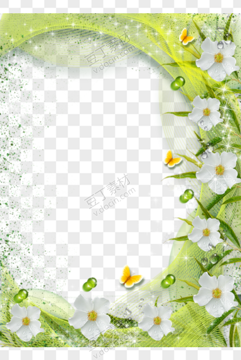 清新绿植花朵装饰框