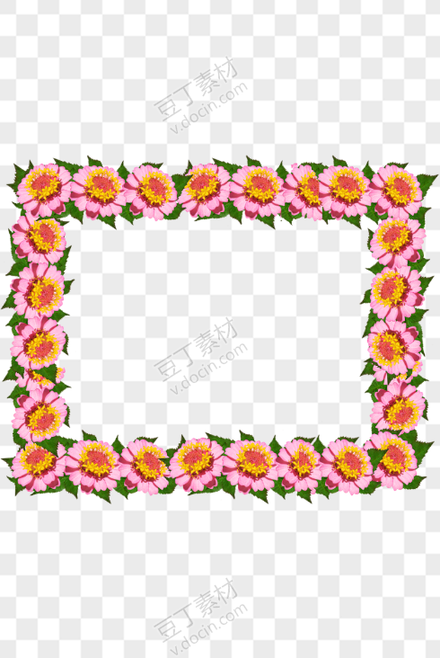 粉色花朵绿叶装饰框