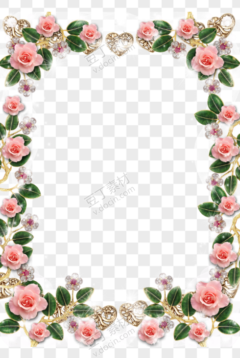 婚礼粉色玫瑰花边框装饰