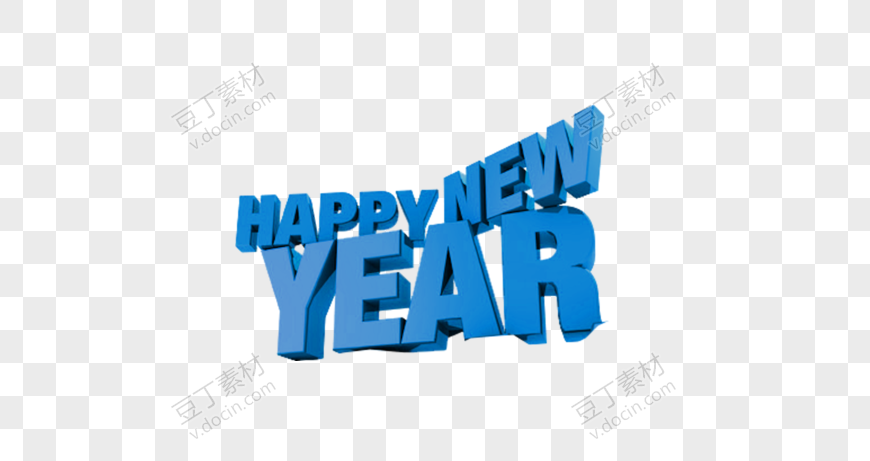happy new year蓝色艺术字