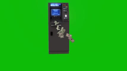 绿幕视频素材ATM取款机