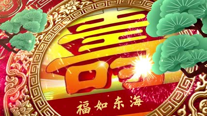 红色喜庆祝寿寿庆相册片头ae模板