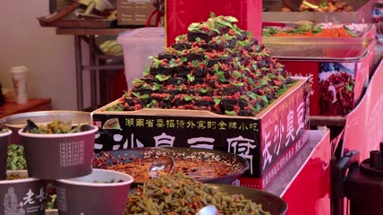4K长沙臭豆腐路边摊美食实拍素材