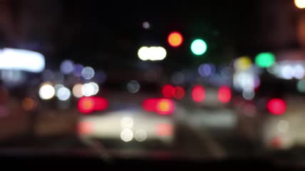 4K夜晚车流霓虹灯汽车灯光光晕实拍视频
