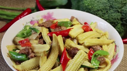 4K玉米笋炒肉视频素材