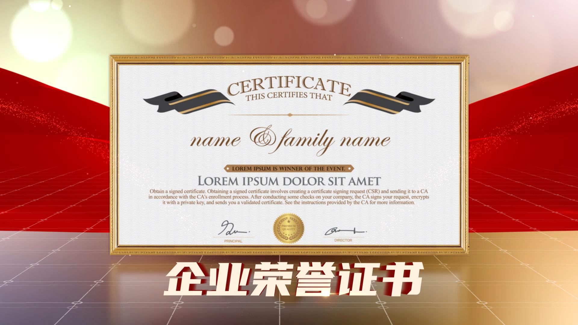 企业公司奖牌荣誉证书展示ae模板