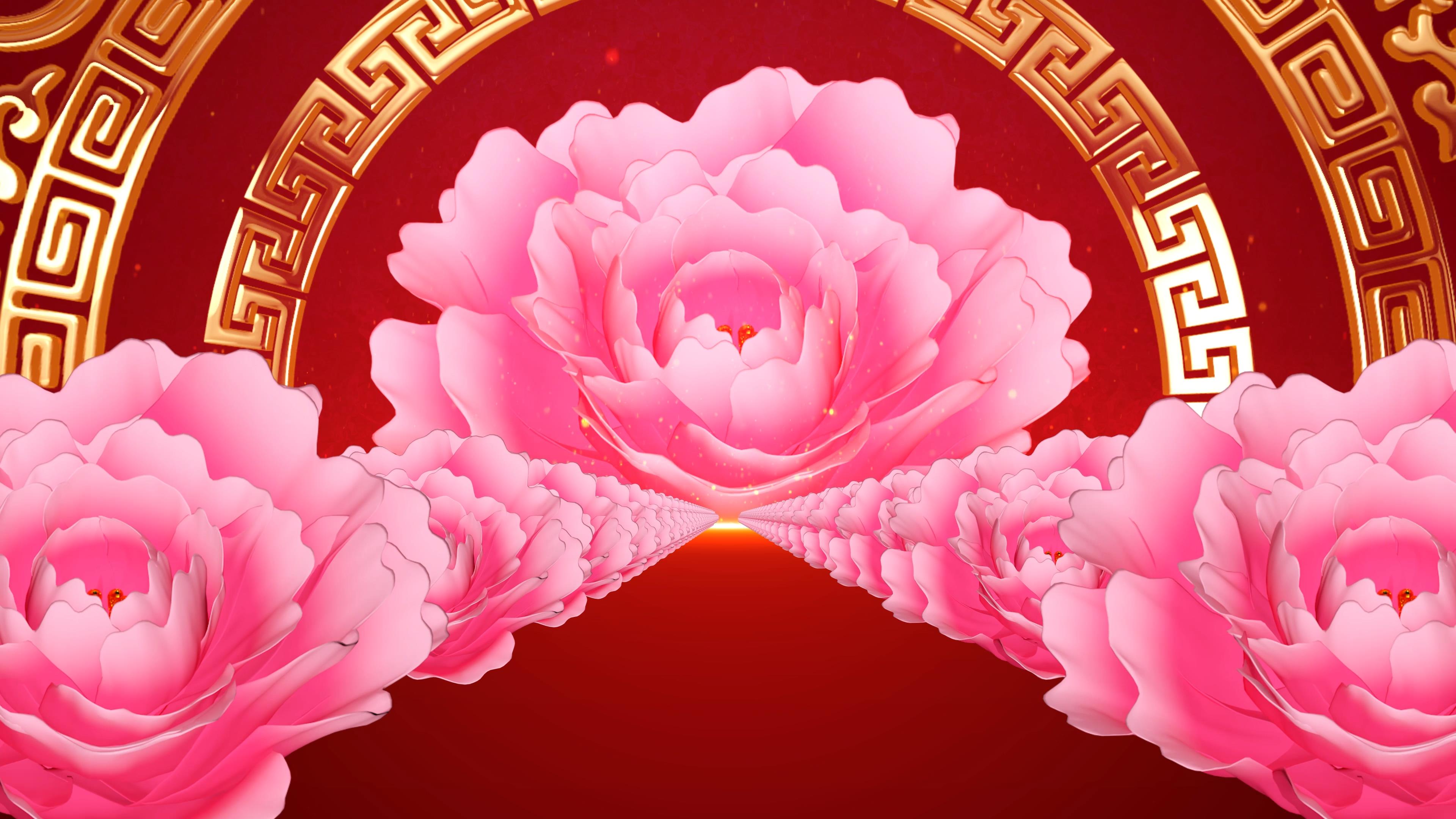 4K盛世花开新年年会舞台晚会背景视频