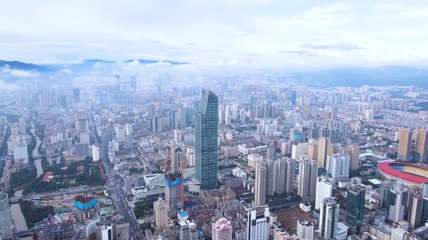云南昆明五华区城市中心4K航拍