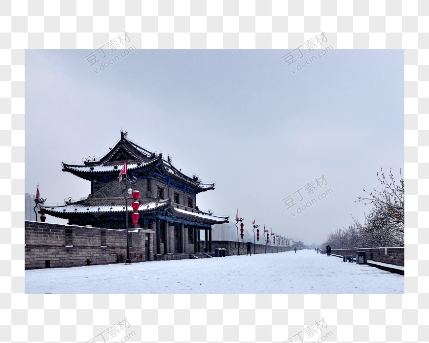 西安明城墙雪景