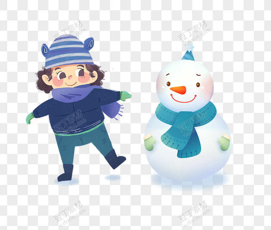 小朋友和雪人
