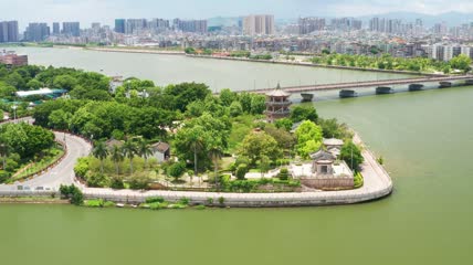 古建筑广东潮州凤凰公园航拍