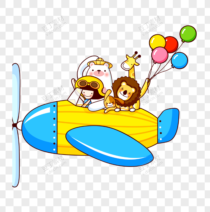 儿童 坐飞机 气球 动物