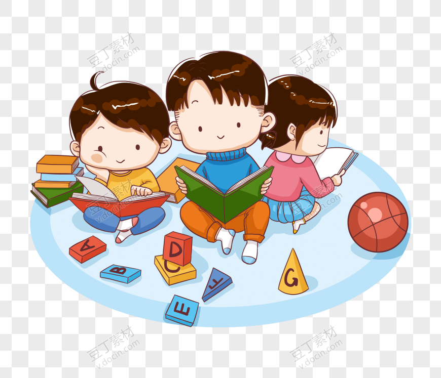朗诵小人开学季卡通人物儿童读书学习儿童读书日