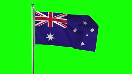 澳大利亚-国旗飘扬绿屏