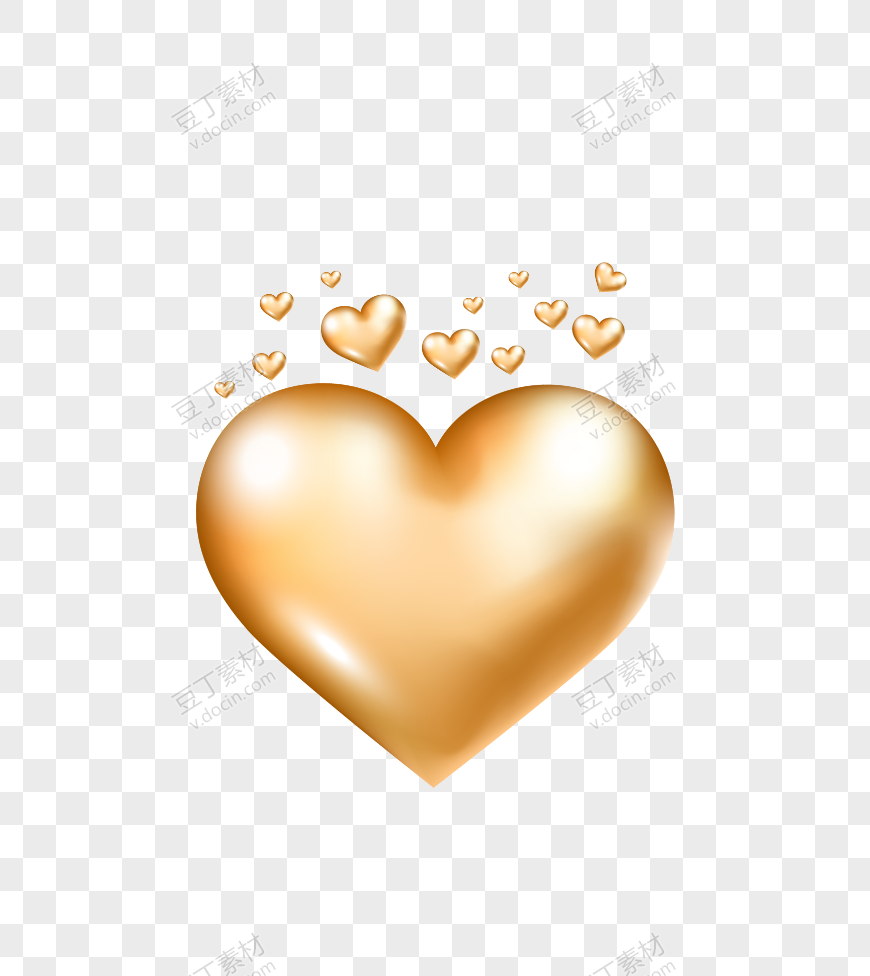3D元素 金黄发光的心
