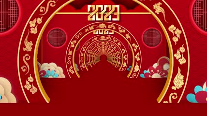 4K新年拱门元素穿梭片头AE模板