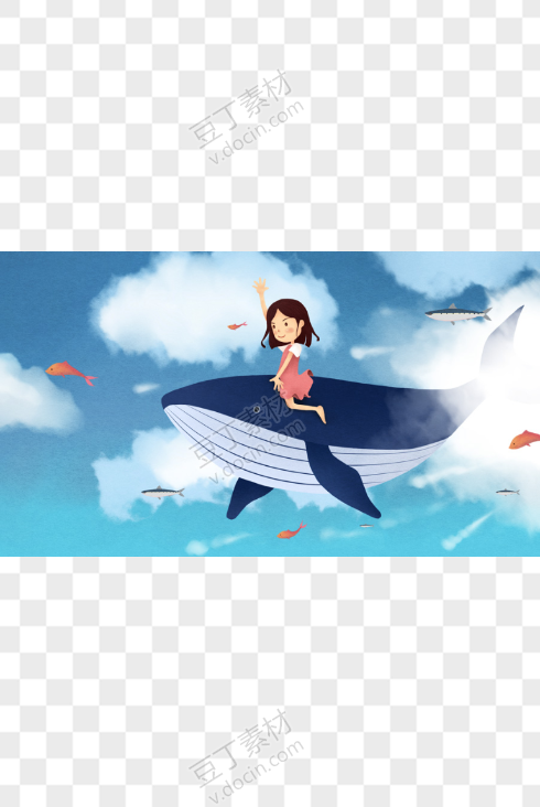 唯美鲸鱼手绘手机壁纸星空插图插画PSD设计素材(4)