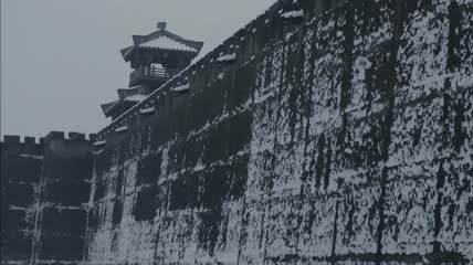 古代宫殿下雪雪景